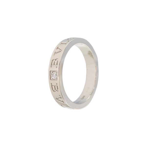 B.ZERO1 18k White Gold Silver Ring EU 60
