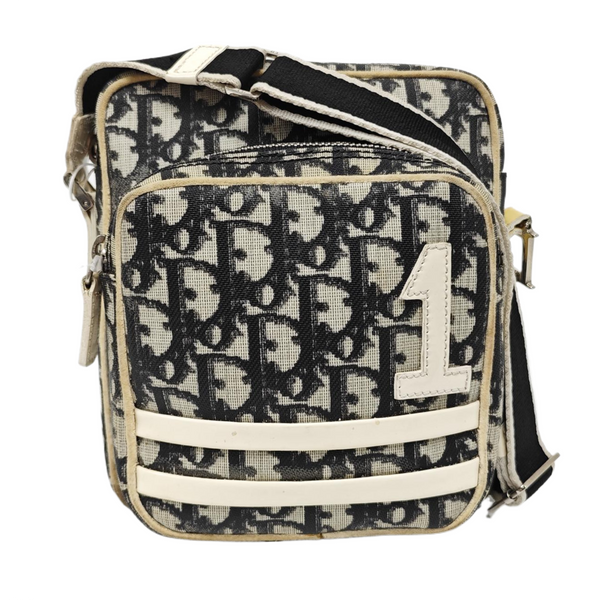 Oblique Coated Canvas Shoulder Bag Gray