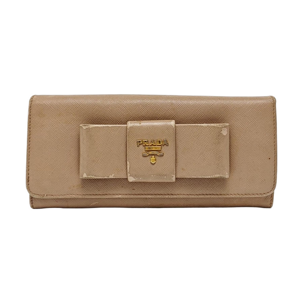 Fiocco Bow Saffiano Calfskin Pink Wallet