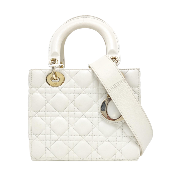 Lady Dior Small Cannage Lambskin White