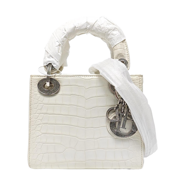 Lady Dior Mini Crocodile White