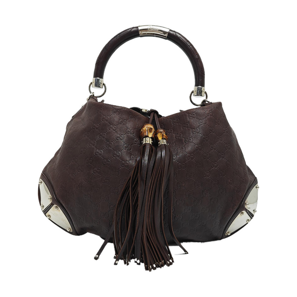Monogram Calfskin Top Handle Bag Brown