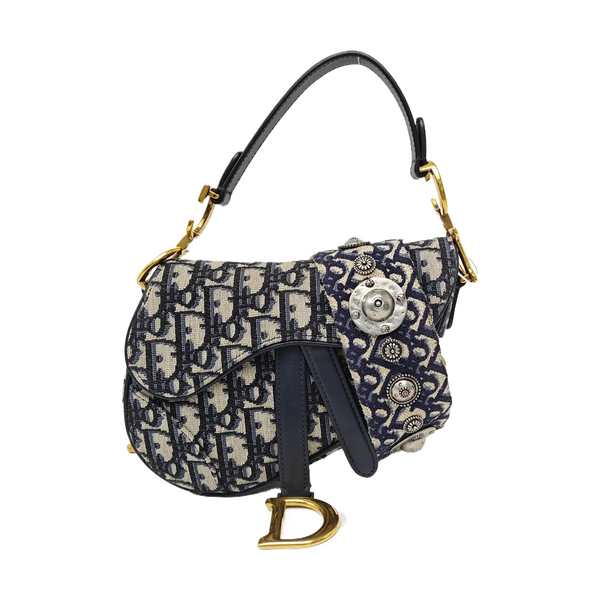 Saddle Mini Oblique Canvas Blue