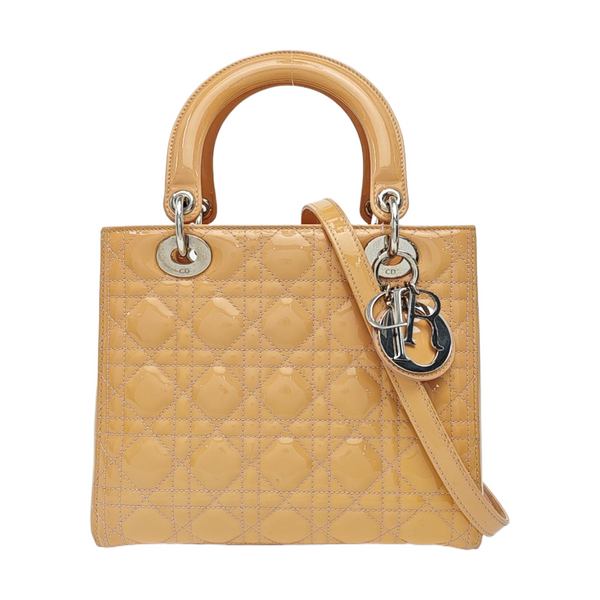 Lady Dior Medium Cannage Patent Leather Yellow