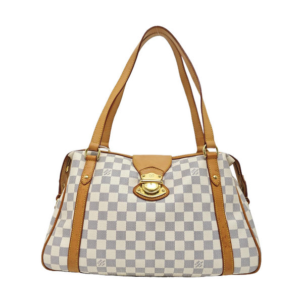 STRESA Damier Azur Coated Canvas White