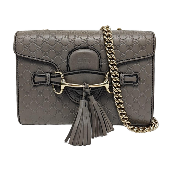 Emily Chain Monogram Calfskin Gray