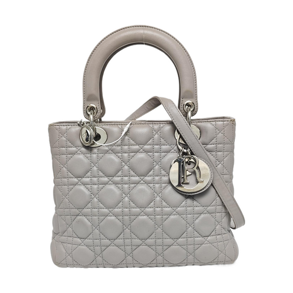Lady Dior Medium Cannage Lambskin Gray