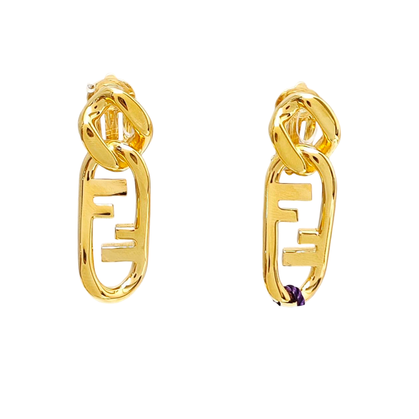 FF Metal Gold Clip On Earrings