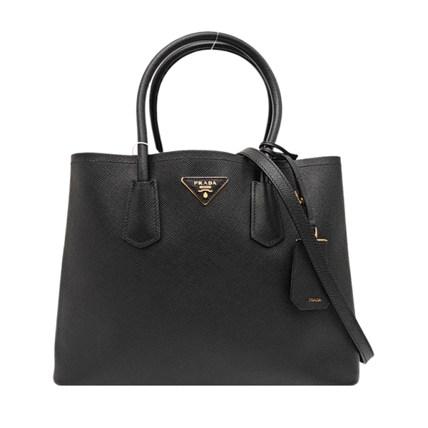 Double Large Saffiano Calfskin Black