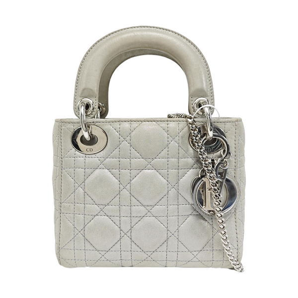 Lady Dior Mini Cannage Lambskin Gray