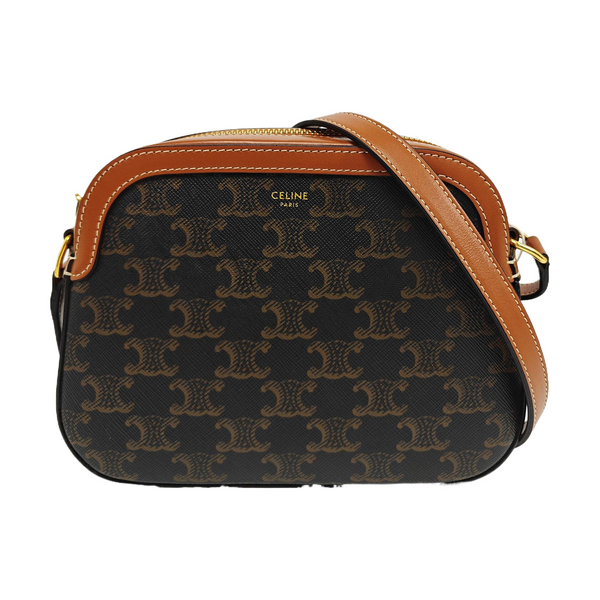 Authenticated pre-owned TRIOMPHE CANVAS Small Coated Canvas Brown - Crossbody Bag at Looply