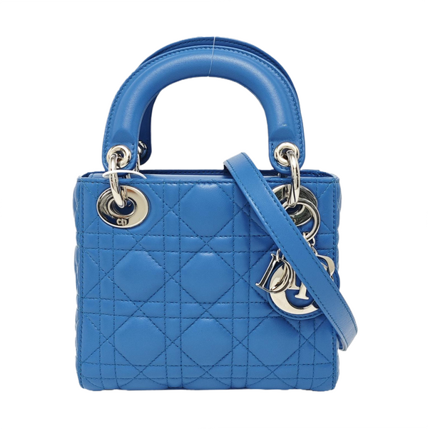 Lady Dior Mini Cannage Lambskin Blue