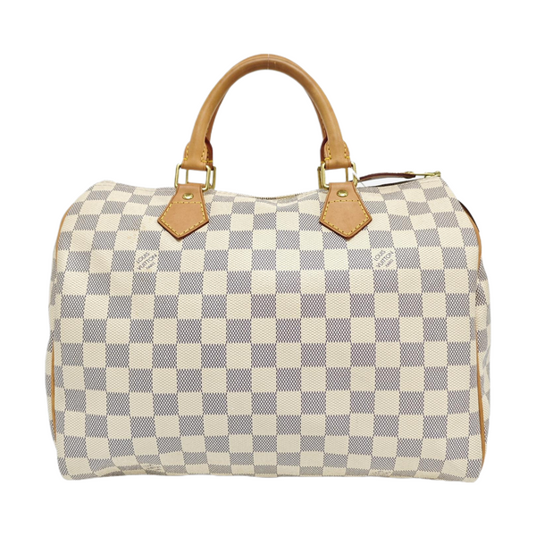 Authenticated pre-owned SPEEDY 30 Damier Azur Coated Canvas White - Top Handle Bag at Looply