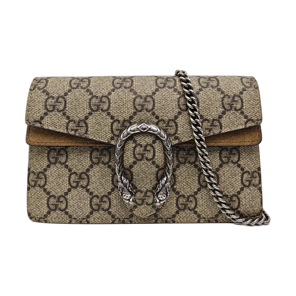Dionysus Super Mini Monogram Coated Canvas Beige