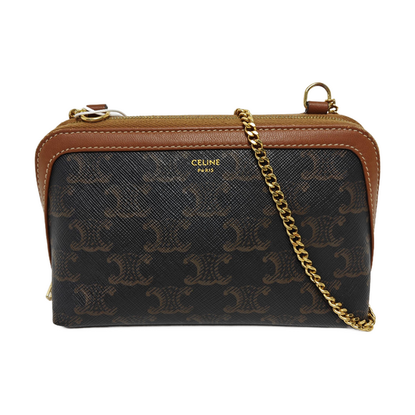 Authenticated pre-owned TRIOMPHE CANVAS Mini Coated Canvas Brown - Shoulder Bag at Looply