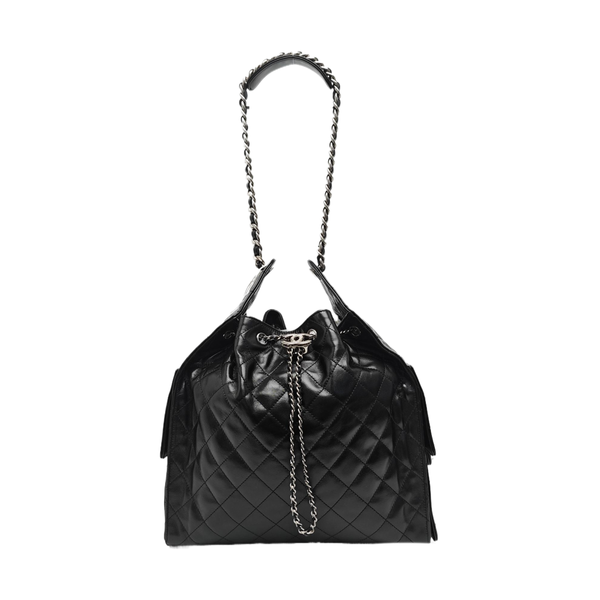 CHANEL 25 Medium Quilted Calfskin Black