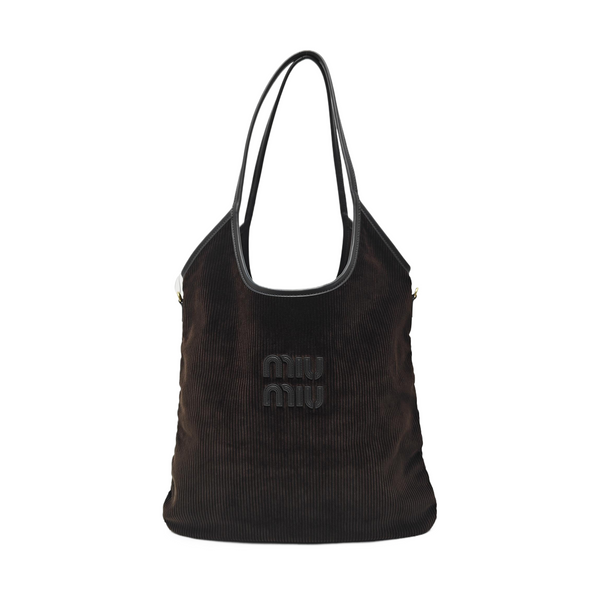 Corduroy Top Handle Bag Brown