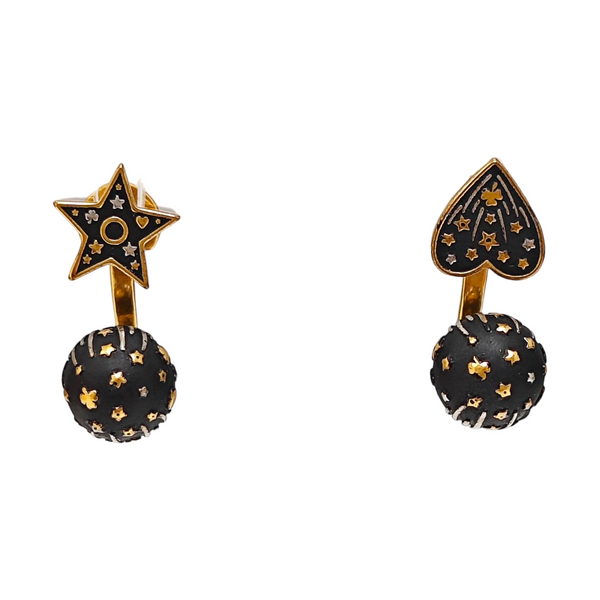 La Petite Tribale Metal Black Stud Earrings