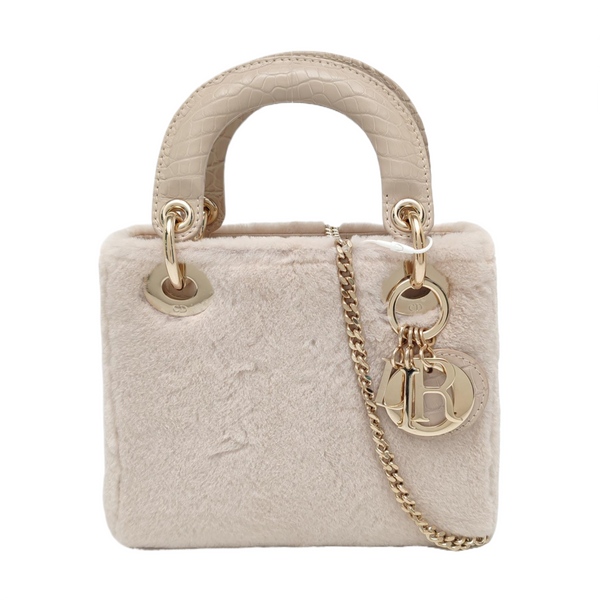 Lady Dior Mini Fur Beige