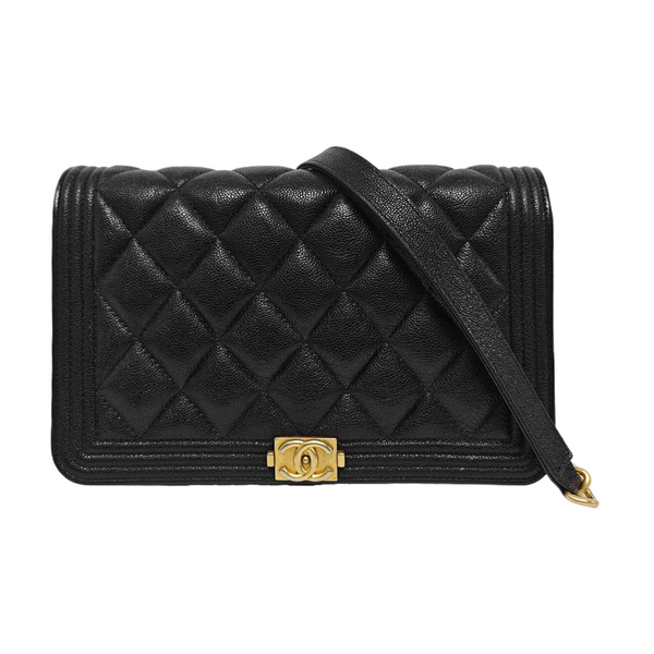 BOY CHANEL Mini Quilted Grained Calfskin Black
