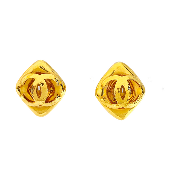 Vintage Metal Gold Clip On Earrings