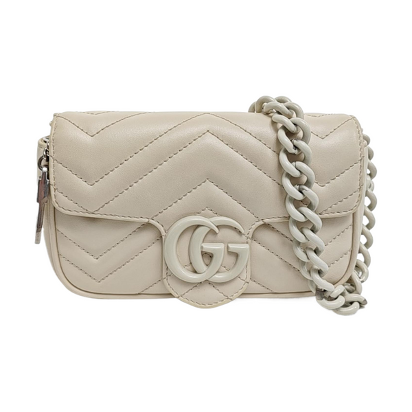 GG Marmont Mini Quilted Calfskin White