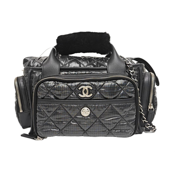 Quilted Nylon Shoulder Bag Gray