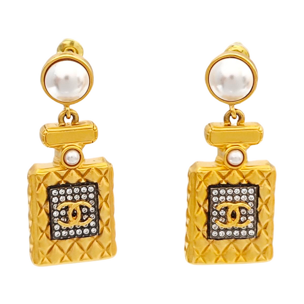 CC Logo Metal Gold Stud Earrings