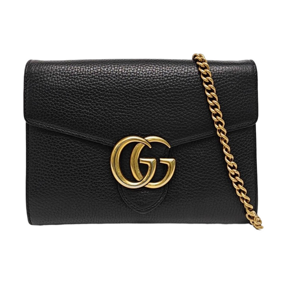 Authenticated pre-owned GG Marmont Mini Calfskin Black - Shoulder Bag at Looply