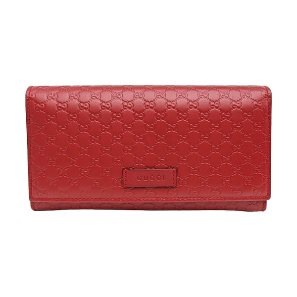 Microguccissima Monogram Calfskin Red Wallet
