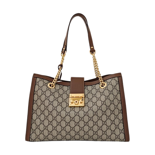 Padlock Medium Monogram Coated Canvas Beige
