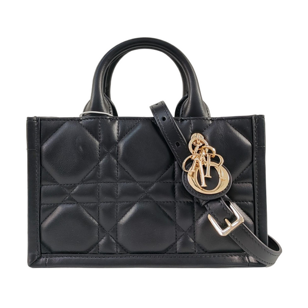 Authenticated pre-owned Lady D-Joy Mini Cannage Calfskin Black - Tote Bag at Looply