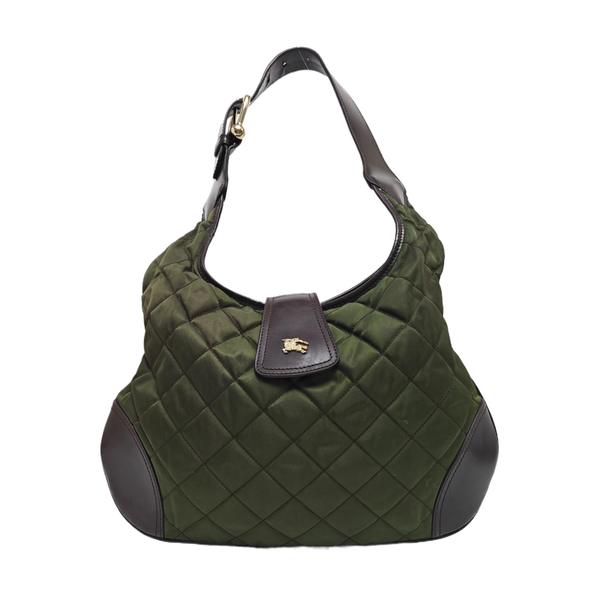 Quilted Nylon Shoulder Bag Green