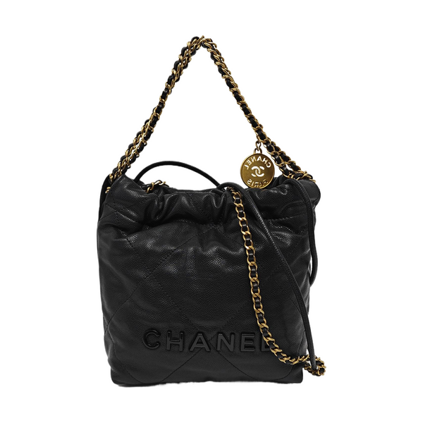 CHANEL 22 Mini Quilted Grained Calfskin Black