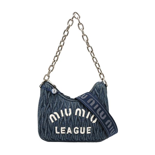 Quilted Denim Shoulder Bag Blue