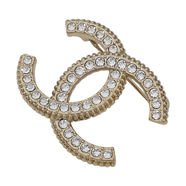 CC Logo Metal Gold Brooch