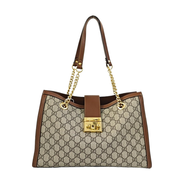 Padlock Medium Monogram Coated Canvas Beige