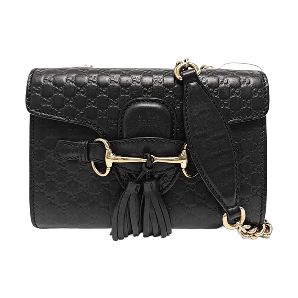 Emily Chain Mini Monogram Calfskin Black
