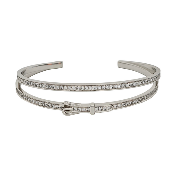 18k White Gold Silver Bangle
