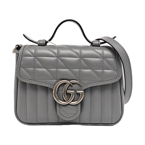 GG Marmont Mini Quilted Calfskin Gray