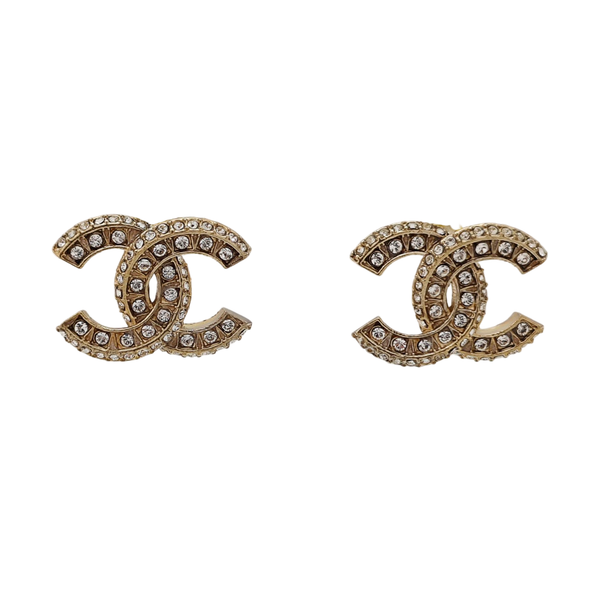 CC Logo Metal Gold Stud Earrings