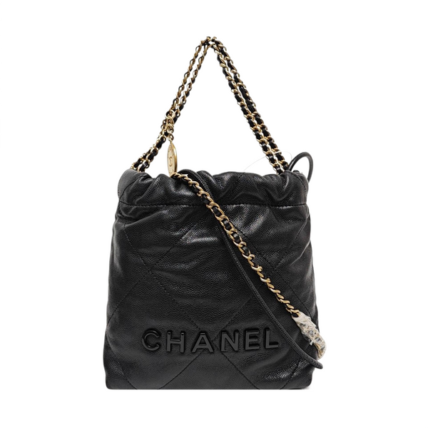 CHANEL 22 Mini Quilted Grained Calfskin Black