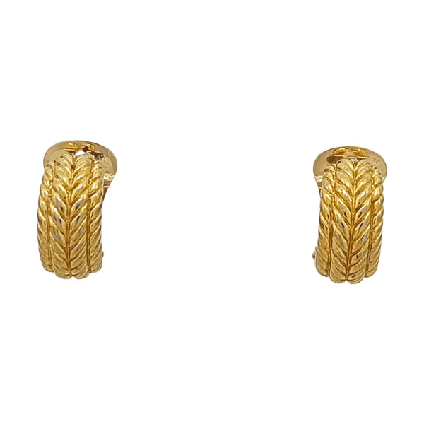 Twist Round Metal Gold Clip On Earrings
