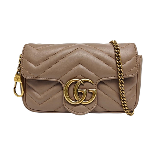 GG Marmont Mini Quilted Calfskin Beige