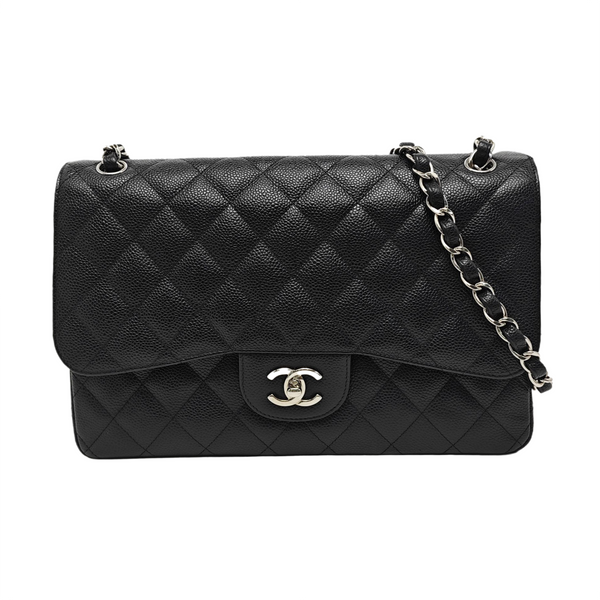 CLASSIC FLAP Jumbo Quilted Grained Calfskin Black