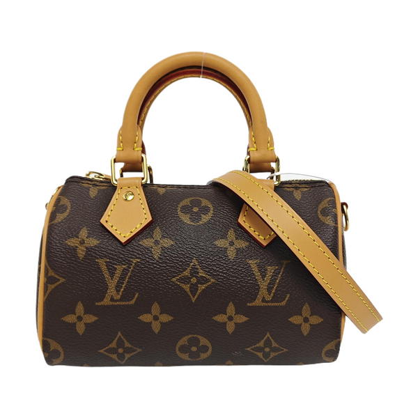 Authenticated pre-owned SPEEDY Nano Monogram Coated Canvas Brown - Shoulder Bag at Looply