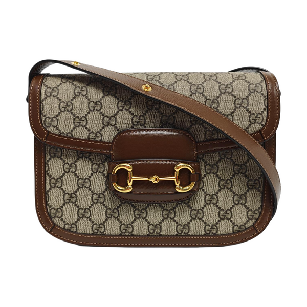 Horsebit 1955 Medium Monogram Coated Canvas Beige