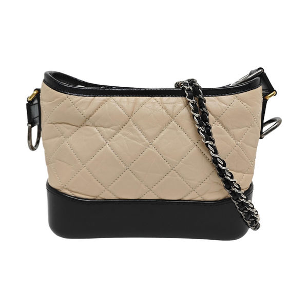Authenticated pre-owned GABRIELLE Small Quilted Calfskin Beige - Shoulder Bag at Looply