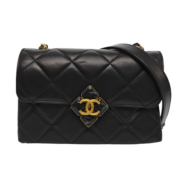 Quilted Lambskin Shoulder Bag Mini Black