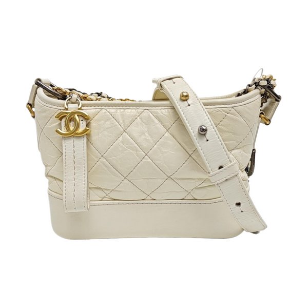 GABRIELLE Small Quilted Calfskin White